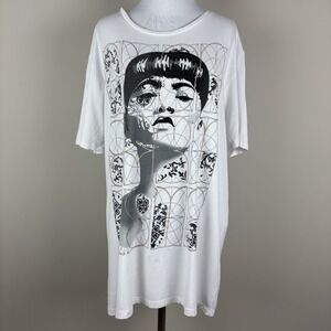 ANN DEMEULEMEESTER T-Shirt Womens XL White Woman‎ Portrait 100% Cotton Designer